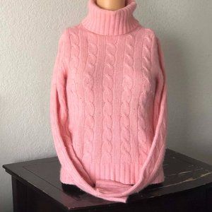 Pink JCREW turtleneck Cashmere Blend sweater
